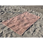 XXL Strand - Massage - Sauna Handdoek, met Telefoon Zakken, en Kussen uitsparing, Bruin met Strippen