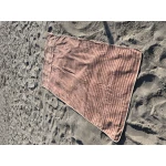 XXL Strand - Massage - Sauna Handdoek, met Telefoon Zakken, en Kussen uitsparing, Bruin met Strippen