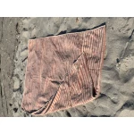XXL Strand - Massage - Sauna Handdoek, met Telefoon Zakken, en Kussen uitsparing, Bruin met Strippen
