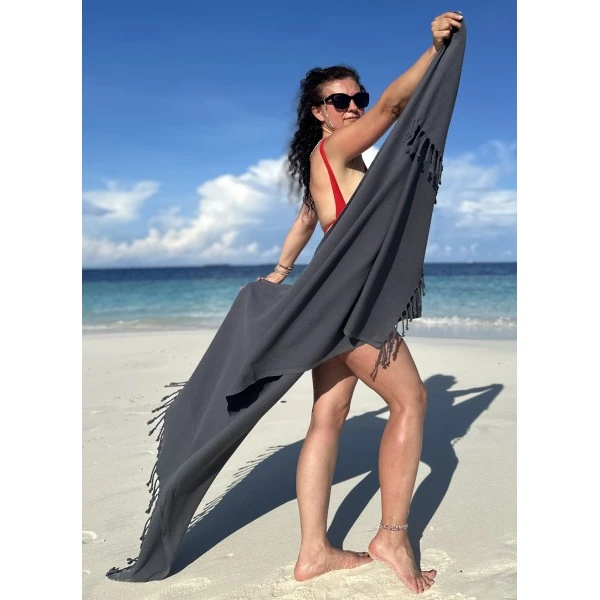 Extra Large Hamamdoek – Voor Strand, Sauna & Meer |95 x 215 cm | Antraciet