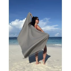 Extra Large Hamamdoek – Voor Strand, Sauna & Meer |95 x 215 cm | Grijs 