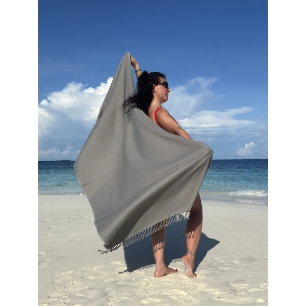 Extra Large Hamamdoek – Voor Strand, Sauna & Meer |95 x 215 cm | Grijs