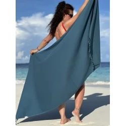 Extra Large Hamamdoek – Voor Strand, Sauna & Meer |95 x 215 cm | Petrolblauw