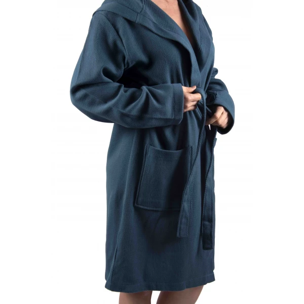 Dames en Heren Badjas, Lichtgewicht  - Dunne Badjas, Sauna Badjas, Ochtend Badjas,100% van Katoen, Kleur Petrol Blauw