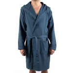 Dames en Heren Badjas, Lichtgewicht  - Dunne Badjas, Sauna Badjas, Ochtend Badjas,100% van Katoen, Kleur Petrol Blauw