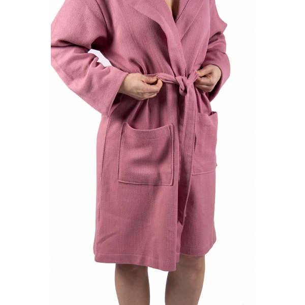 Dames en Heren Badjas, Lichtgewicht Badjas, Sauna Badjas, Ochtend Badjas,100% van Katoen, Kleur Roze  S/M