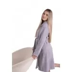 Dames Badjas met ritssluiting van Bamboe, Grijs Dames Badjas met ritssluiting van Bamboe, Grijs