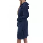 Dames jersey badjas  met ritssluiting en capuchon Marineblauw