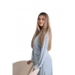 Dames jersey badjas  met ritssluiting en capuchon Licht blauw /Mint