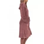 Dames jersey badjas  met ritssluiting en capuchon Poeder Roze