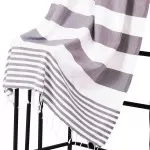 Hamamdoek, Antraciet  Wit  gestript , 95 x 175cm Dun