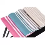 Hamamdoek, Roze Wit  gestript , 95 x 175cm Dun