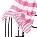 Hamamdoek, Roze Wit  gestript , 95 x 175cm Dun