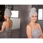 Haarhanddoek , Hoofdhanddoek van bamboe, Grijs Haarhanddoek , Hoofdhanddoek van bamboe, Grijs
