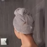 Haarhanddoek , Hoofdhanddoek van bamboe, Grijs Haarhanddoek , Hoofdhanddoek van bamboe, Grijs