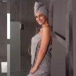 Haarhanddoek , Hoofdhanddoek van bamboe, Grijs Haarhanddoek , Hoofdhanddoek van bamboe, Grijs