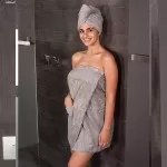 Haarhanddoek , Hoofdhanddoek van bamboe, Grijs Haarhanddoek , Hoofdhanddoek van bamboe, Grijs