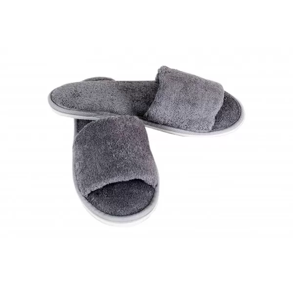 Sauna Slippers BAMBOE  Badstof Open Teen Grijs